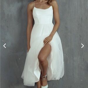 Selfie Leslie White Mesh Dress